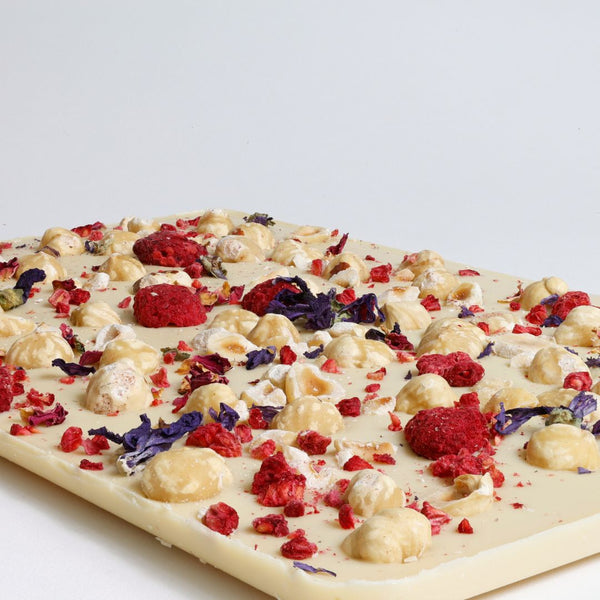 Sharing Slab of White Chocolate Breaking Light Bean and Goose Chocolate