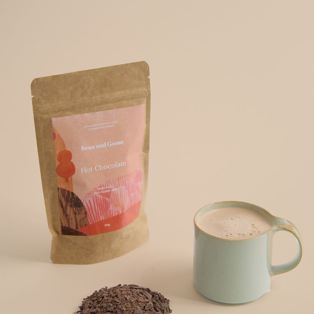 Bean and Goose Pouch of Classic Hot Chocolate with Mug of Hot Chocolate and Hot Chocolate Shavings 